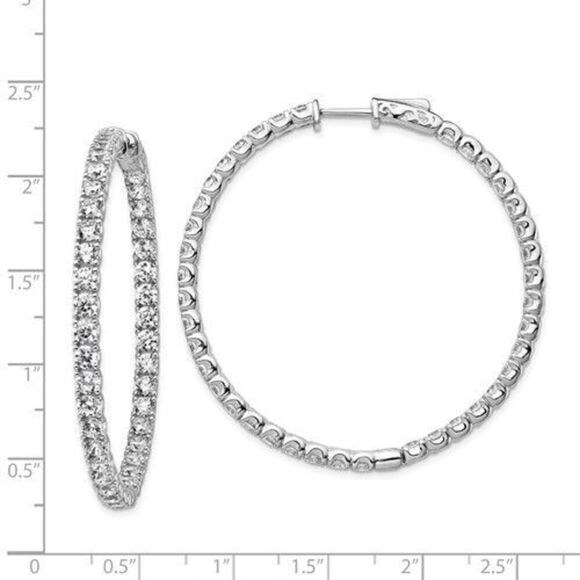 Sterling Shimmer Sterling Silver Rhodium-plated 78 Stone 3.0mm CZ In and Out Rou - Picture 4 of 4
